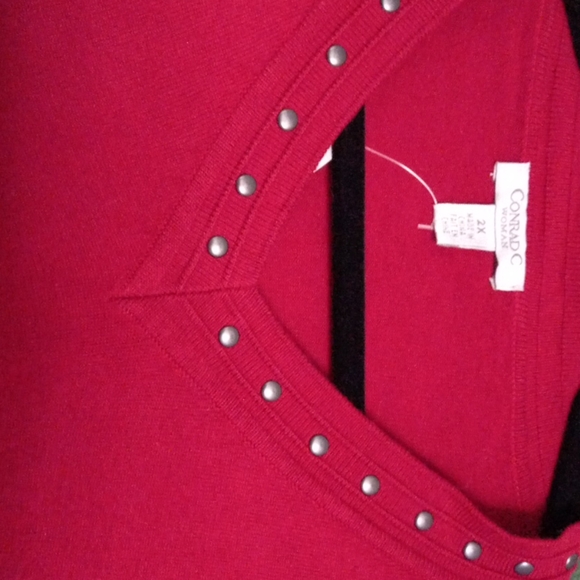 BNWT Conrad C V-neck sweater, red, size 2X - Picture 2 of 4